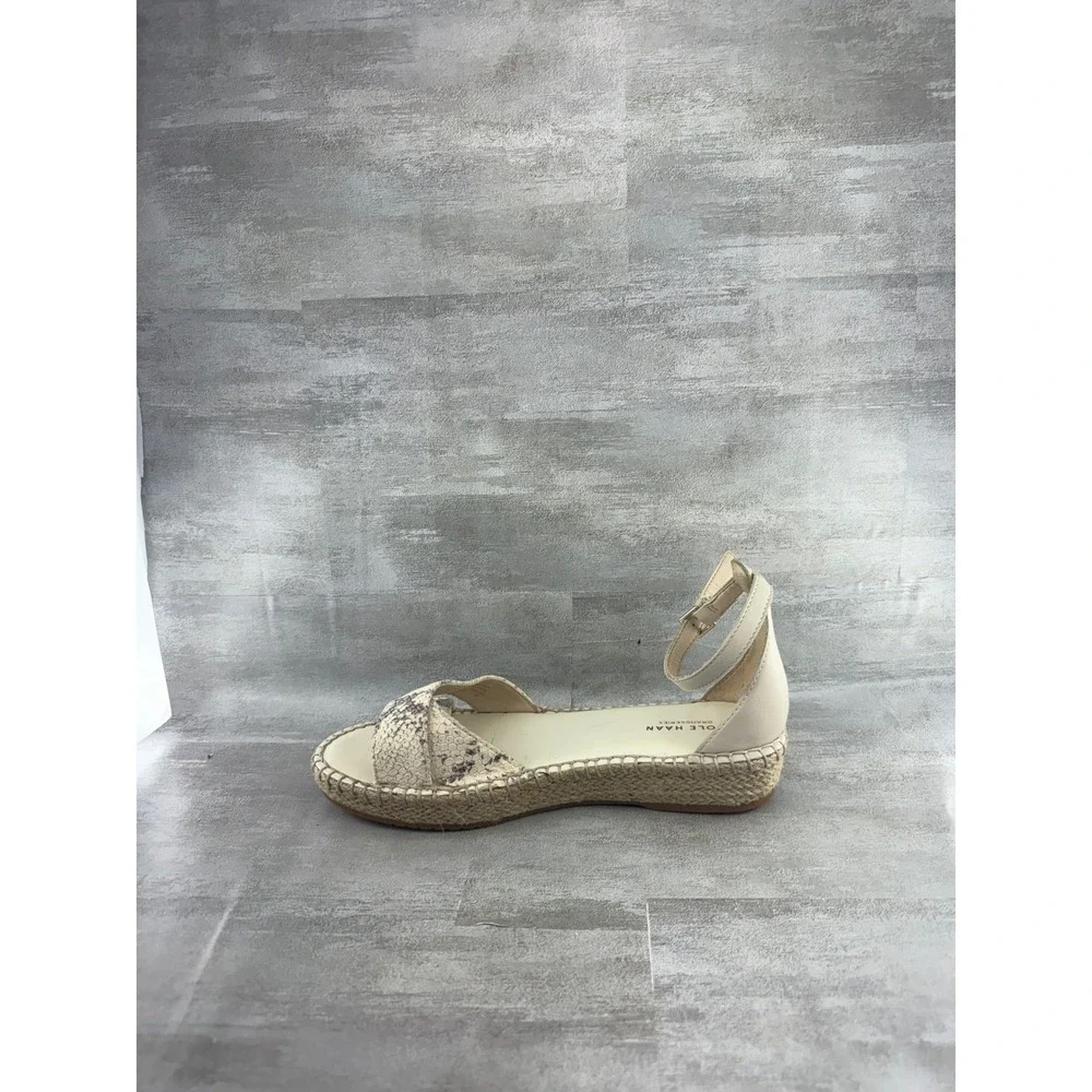 Cole Haan Grand Snake Print Espadrille Wedge Sandals Beige W17079 Women Sz 7.5